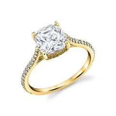 Cushion Cut Classic Hidden Halo Engagement Ring - Steffi