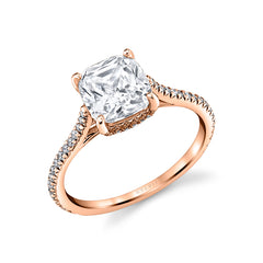 Cushion Cut Classic Hidden Halo Engagement Ring - Steffi
