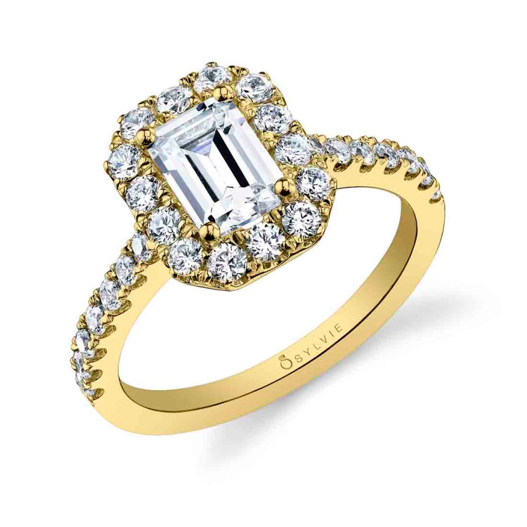 Emerald Cut Classic Halo Engagement Ring - Jacalyn