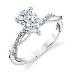 Pear Shaped Diamond Spiral Engagement Ring - Yasmine