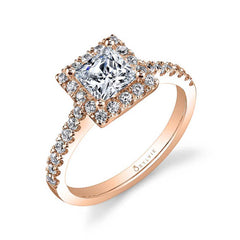 Princess Cut Classic Two Tone Halo Engagement Ring - Chantelle