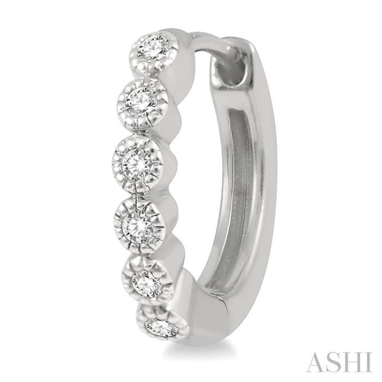 1/10 Ctw Round Cut Diamond Huggie Petite Earrings in 10K White Gold