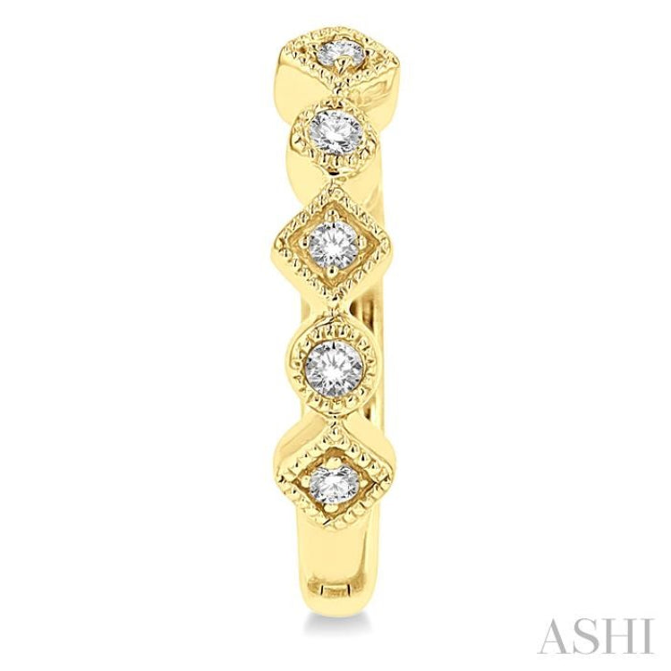 1/10 Ctw Circular & Rhombus Mount Round Cut Diamond Huggie Petite Earrings in 10K Yellow Gold