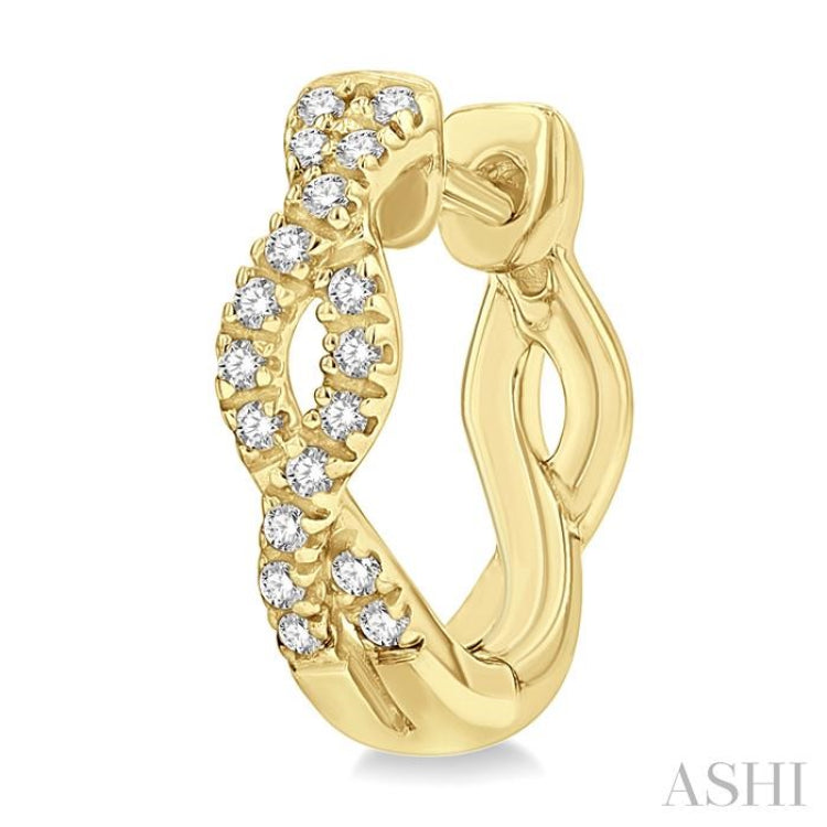 1/6 Ctw Entwined Round Cut Diamond Huggie Petite Earrings in 10K Yellow Gold