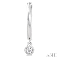 1/10 Ctw Petite Bezel Drop Round Cut Diamond Fashion Huggies in 10K White Gold