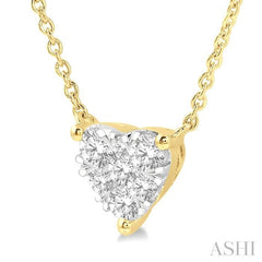 1/4 Ctw Lovebright Diamond Heart Pendant With Chain in 14K Yellow and White Gold