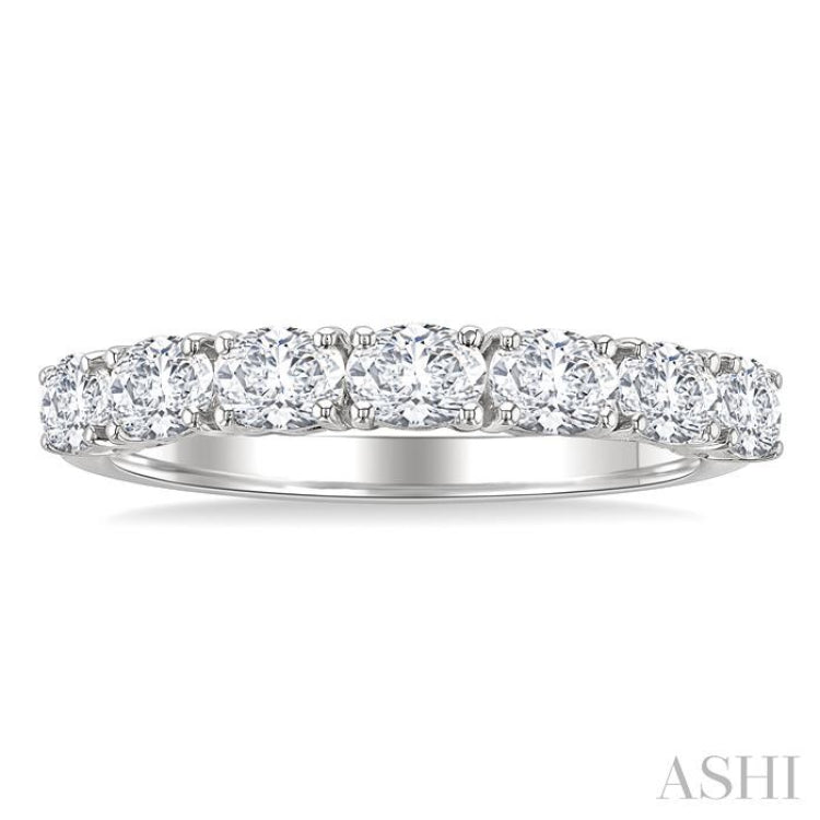 1 Ctw East-West Oval Cut Diamond Fashion Band in 14K White Gold