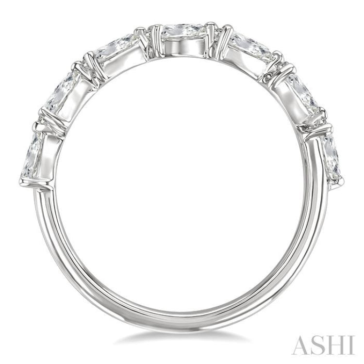 1 Ctw East-West Pear Shape Diamond Fashion Band in 14K White Gold