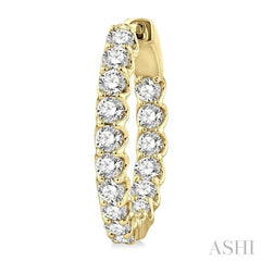 2 Ctw Inside-Out Round Cut Diamond Hoop Earrings in 14K Yellow Gold