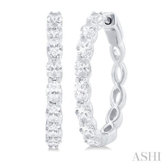 1 7/8 Ctw North-South Oval Cut Diamond Fashion Hoop Earring in 14K White Gold