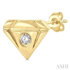1/50 Ctw Petite Diamond Shape Round Cut Diamond Fashion Stud Earring in 10K Yellow Gold