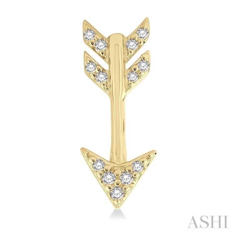 1/10 Ctw Petite Arrow Round Cut Diamond Fashion Stud Earring in 10K Yellow Gold