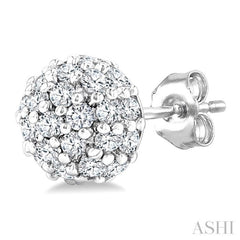 1/5 Ctw Petite Disco Ball Round Cut Diamond Fashion Stud Earring in 10K White Gold