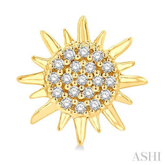 1/8 Ctw Petite Sun Round Cut Diamond Fashion Stud Earring in 10K Yellow Gold