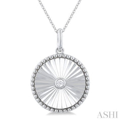 1/20 Ctw Round fluted medallion Round Cut Diamond Pendant With Chain in Sterling Silver