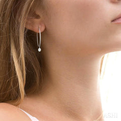 1/3 Ctw Oval Shape Dangler Lovebright Round Cut Diamond Earring in 14K White Gold