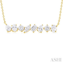 1 1/10 Ctw Scatter Multi Cut Diamond Fashion Necklace in 14K Yellow Gold
