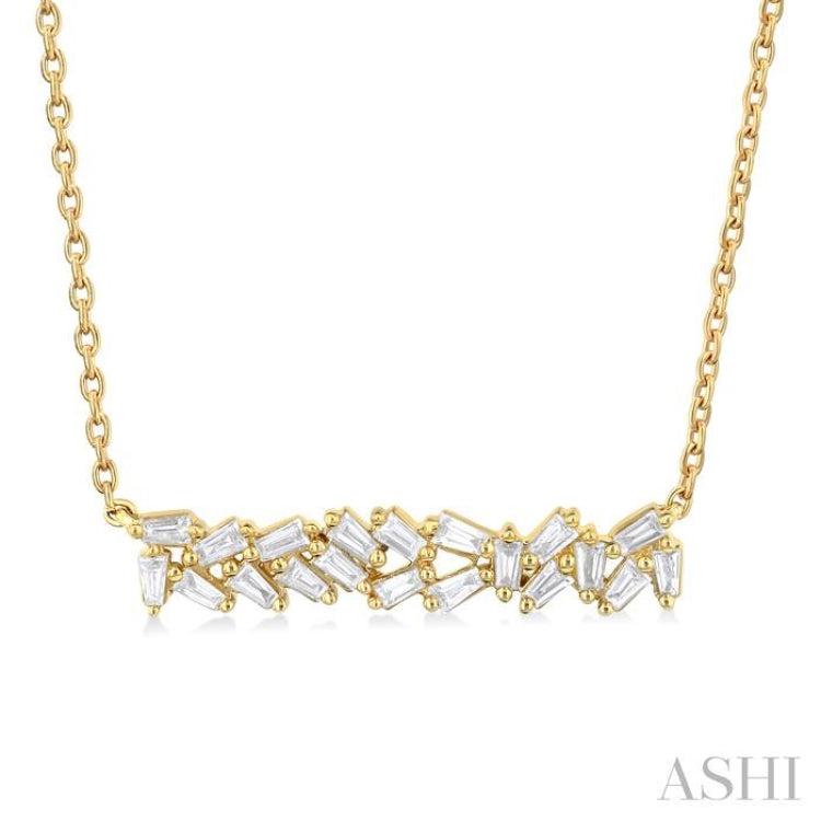 1/5 Ctw Scatter Baguette Cut Diamond Fashion Necklace in 14K Yellow Gold