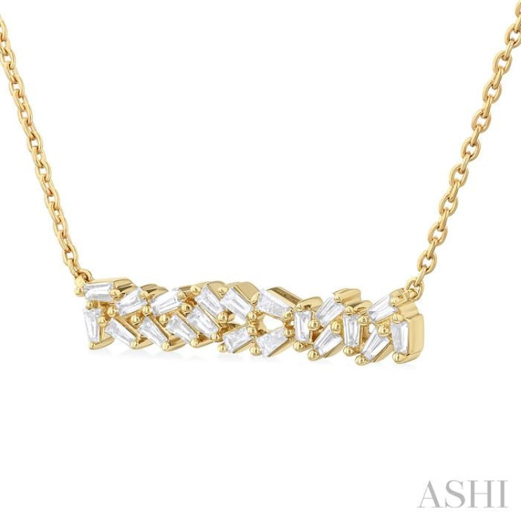 1/5 Ctw Scatter Baguette Cut Diamond Fashion Necklace in 14K Yellow Gold