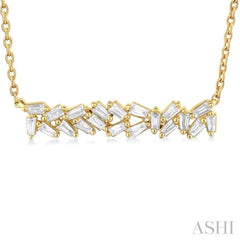 1/5 Ctw Scatter Baguette Cut Diamond Fashion Necklace in 14K Yellow Gold