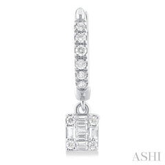 1/3 Ctw Petite Square Shape Fusion Diamond Fashion Huggies in 10K White Gold