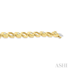 3/4 Ctw Double & Open Window Hexagon Round Cut Diamond Fashion Bracelet in 14K Yellow Gold