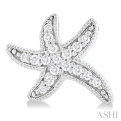 1/8 Ctw Petite Milgrain Starfish Round Cut Diamond Fashion Stud Earring in 10K White Gold