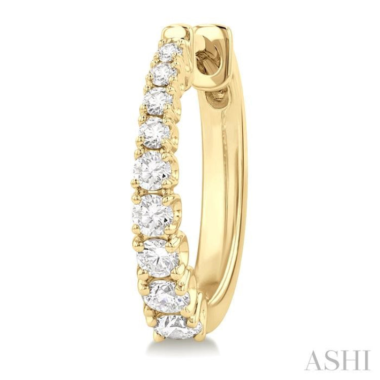 1/2 Ctw Graduated Round Cut Diamond Fashion Hoop Earrings in 14K Yellow Gold