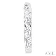 1/10 Ctw Entwined Front Round Cut Diamond Fashion Hoop Earring in 10K White Gold