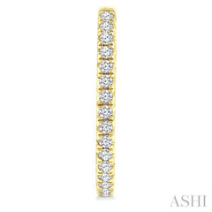 3/4 Ctw French Pave Set Round Cut Diamond Fashion Half Hoop Earring in 14K Yellow Gold