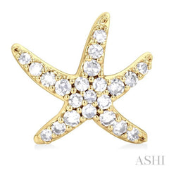 1/5 Ctw Petite Starfish Round Cut Diamond Fashion Stud Earring in 10K Yellow Gold