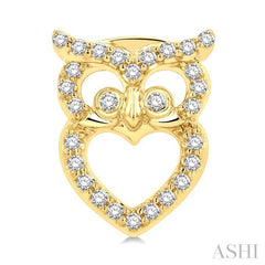 1/6 Ctw Petite Owl Round Cut Diamond Fashion Stud Earring in 10K Yellow Gold