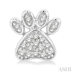 1/8 Ctw Petite Dog Paw Round Cut Diamond Fashion Stud Earring in 10K White Gold