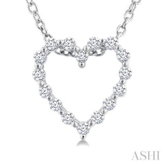 1/10 Ctw Heart Shape Round Cut Diamond Pendant With Chain in Sterling Silver