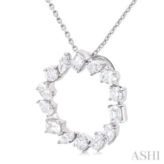 1 Ctw Circle Multi-Cut Diamond Fashion Pendant With Chain in 14K White Gold