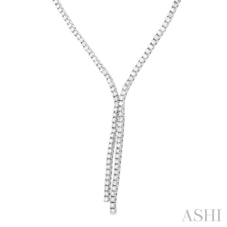 8 7/8 Ctw Y-Shape Round Cut Diamond Tennis Necklace in 14K White Gold