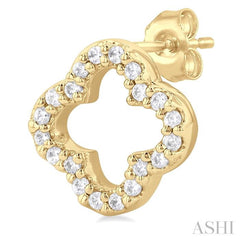 1/6 Ctw Petite Clover Round Cut Diamond Fashion Stud Earring in 10K Yellow Gold