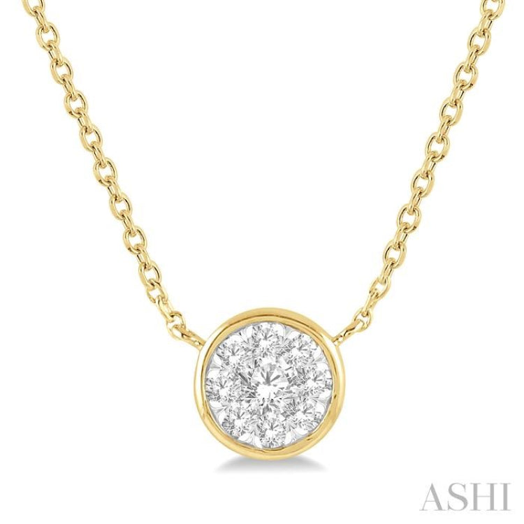 1/6 Ctw Round Shape Lovebright Diamond Pendant With Chain in 14K Yellow and White Gold