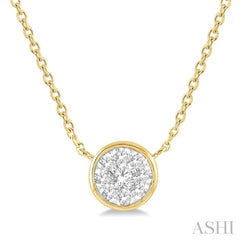 1/6 Ctw Round Shape Lovebright Diamond Pendant With Chain in 14K Yellow and White Gold