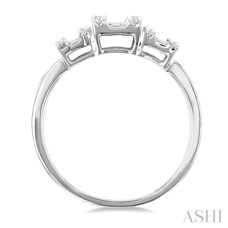 1/2 Ctw Past, Present & Future Baguette and Round Cut Diamond Fusion Fashion Ring in 14K White Gold