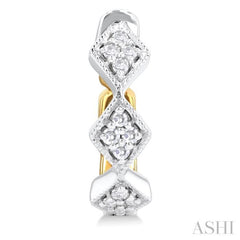 1/5 Ctw Petite Two-Tone Reverted Round Cut Diamond Fashion Huggies in 10K White and Yellow Gold