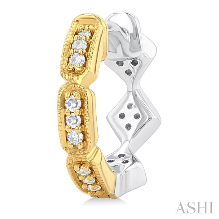 1/5 Ctw Petite Two-Tone Reverted Round Cut Diamond Fashion Huggies in 10K White and Yellow Gold