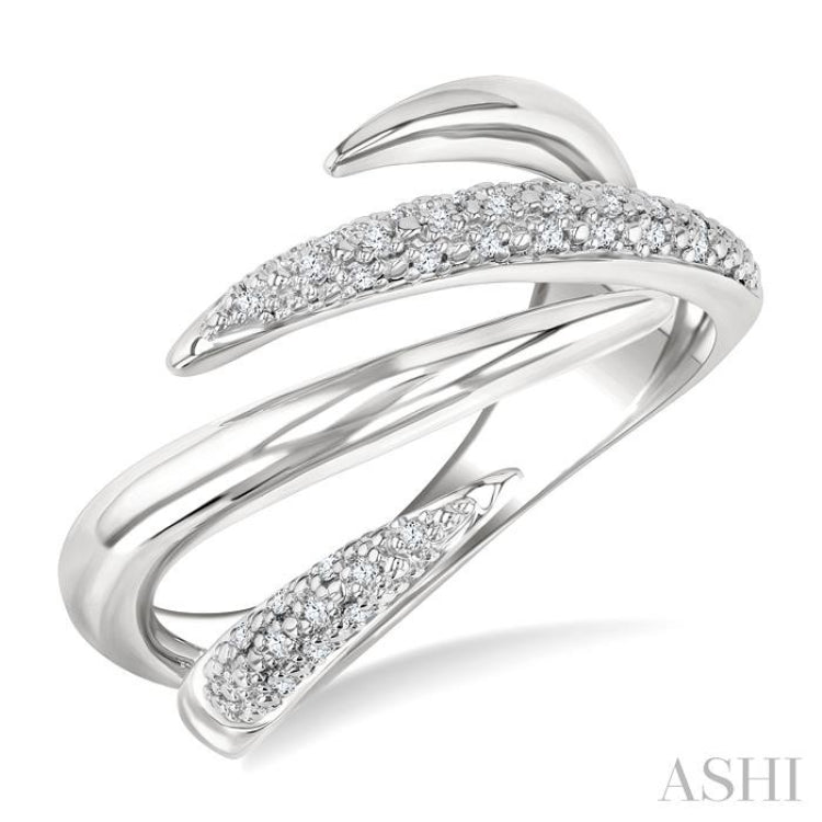 1/10 Ctw Open Center Claw Round Cut Diamond Bold Fashion Band in Sterling Silver