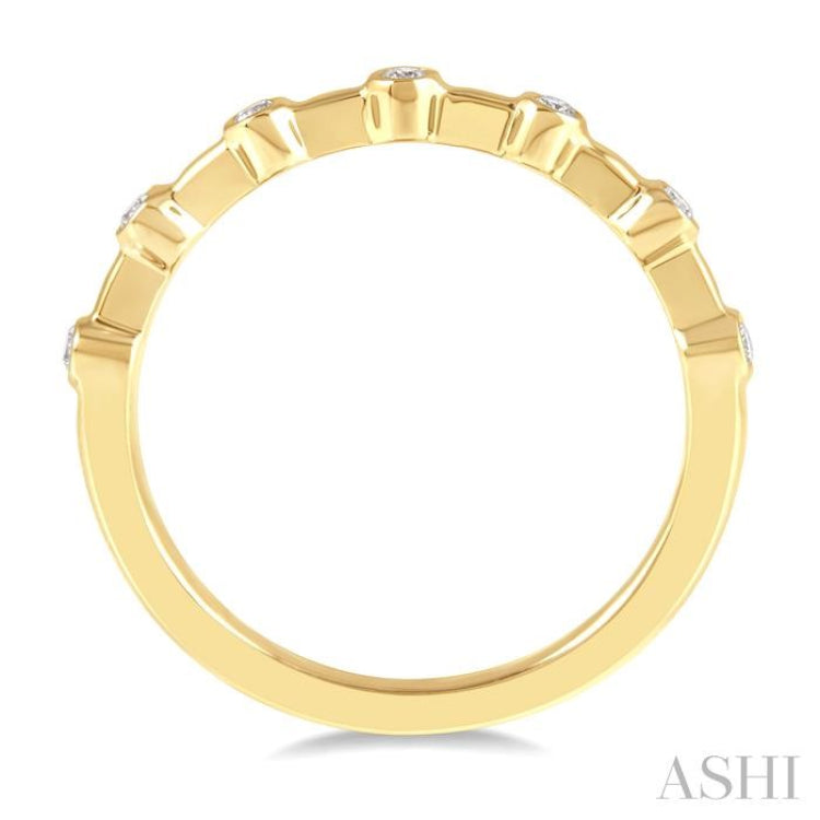 1/10 Ctw Bezel Set Round Cut Diamond Stackable Wedding Band in 14K Yellow Gold