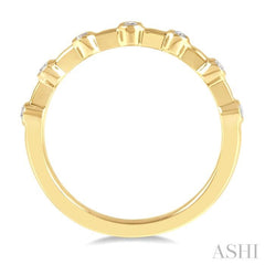 1/10 Ctw Bezel Set Round Cut Diamond Stackable Wedding Band in 14K Yellow Gold