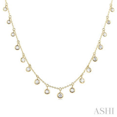 5/8 Ctw Bezel Set Round Cut Diamond Station Necklace in 14K Yellow Gold