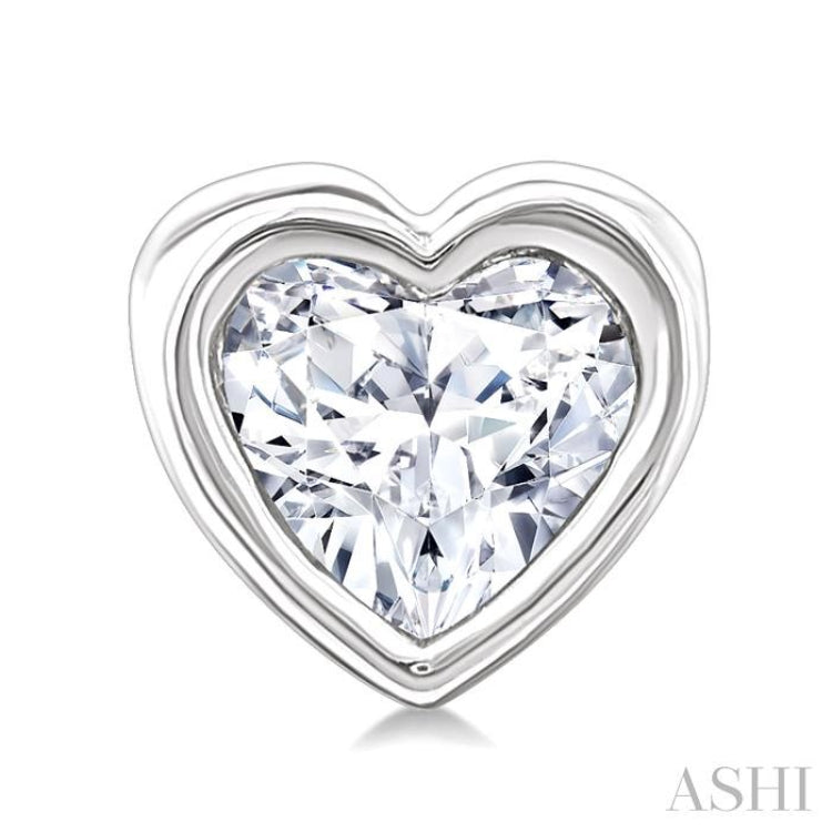1/5 Ctw Petite Bezel Set Heart Shape Diamond Fashion Stud Earring in 10K White Gold