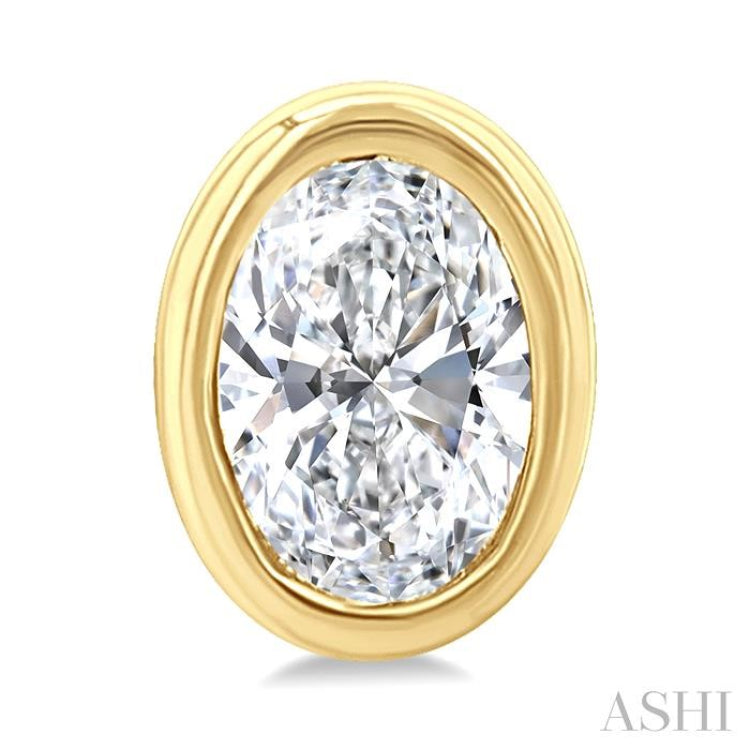 1/5 Ctw Petite Bezel Set Oval Cut Diamond Fashion Stud Earring in 10K Yellow Gold