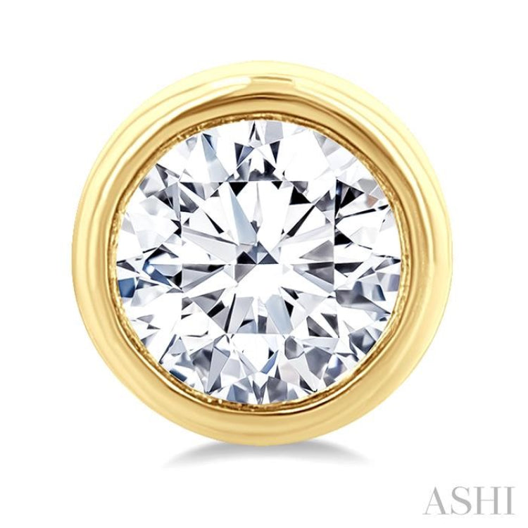 1/5 Ctw Petite Bezel Set Round Cut Diamond Fashion Stud Earring in 10K Yellow Gold