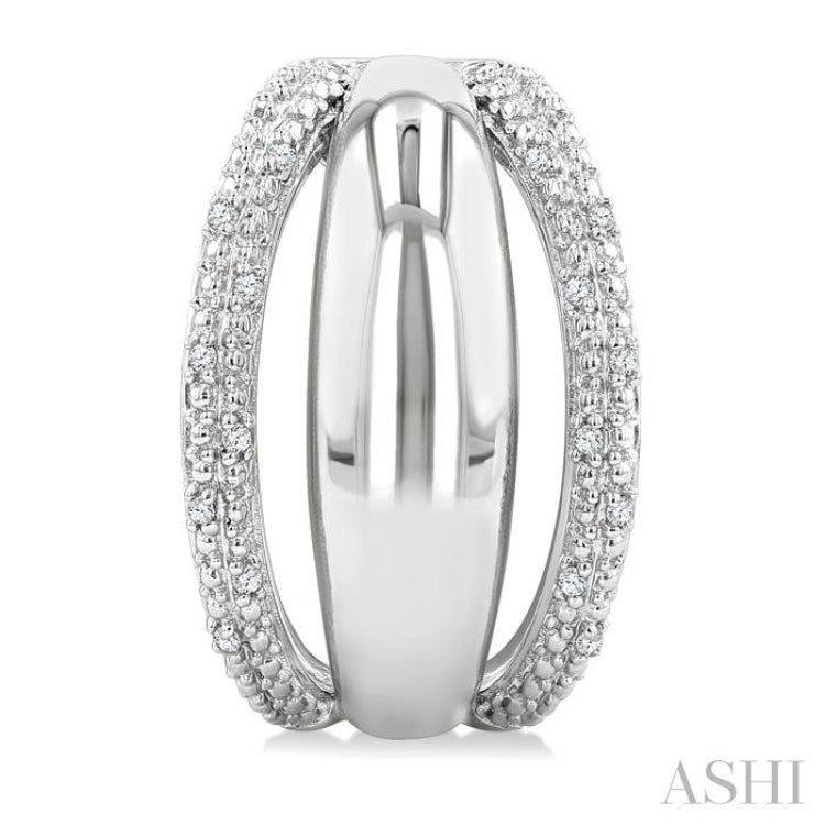 1/10 Ctw Split Dome Shape Round Cut Diamond Bold Half Hoop Earring in Sterling Silver